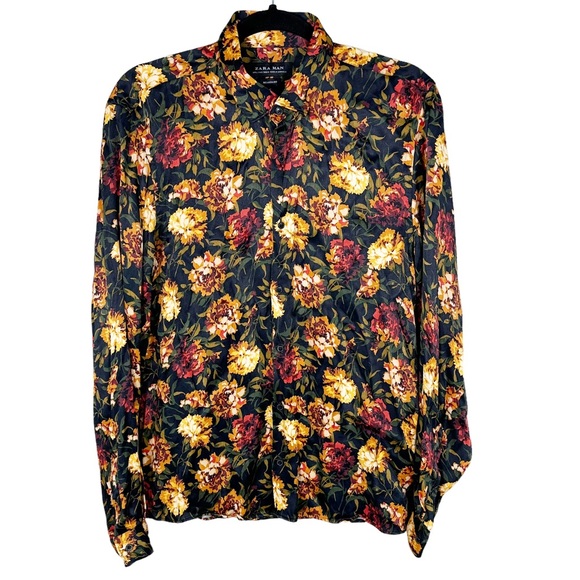 Zara Other - Zara Man Satin Floral Button Down Shirt
